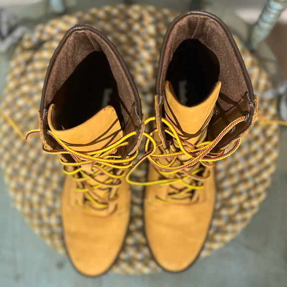 heeled timberland style boots